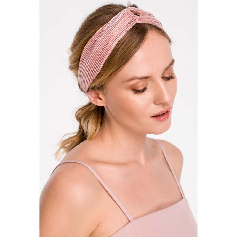 K069 Plisowana opaska do włosów - różowa