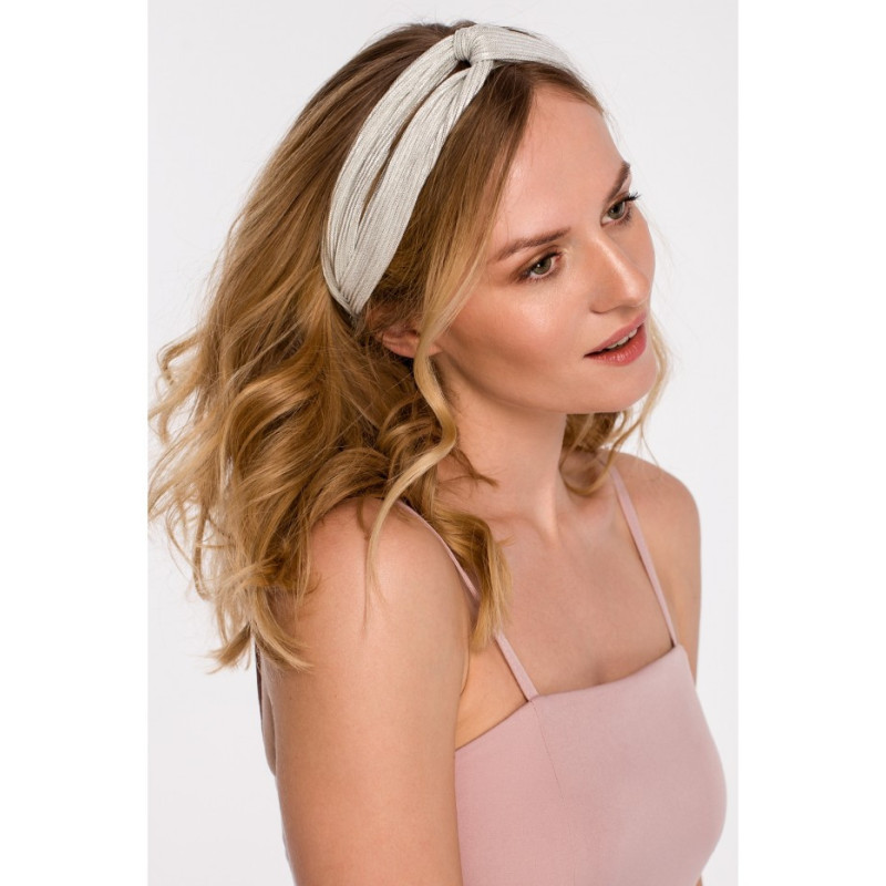 K069 Plisowana opaska do włosów - srebrna