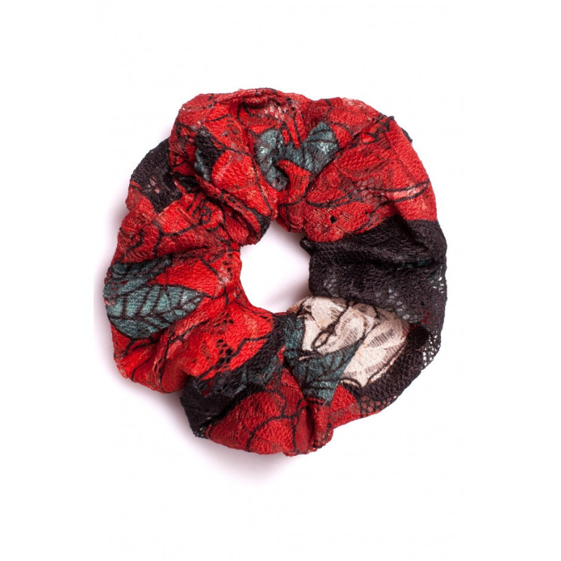 K070 Koronkowa gumka do włosów - róże