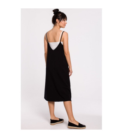 B154 Sukienka warstwowa na ramiączkach - czarna