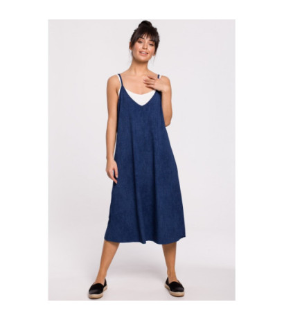 B154 Sukienka warstwowa na ramiączkach - denim