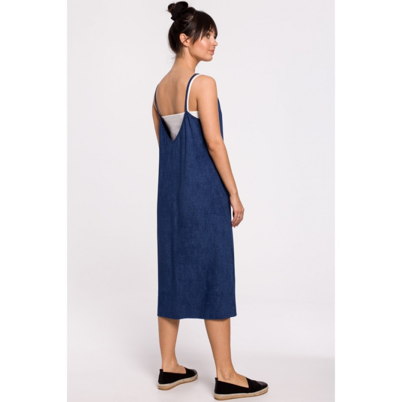 B154 Sukienka warstwowa na ramiączkach - denim
