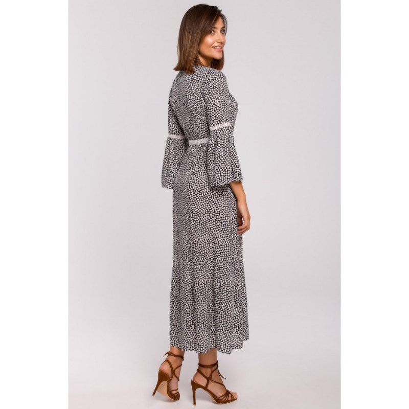 S222 Sukienka maxi z koronkowymi wstawkami - model 2