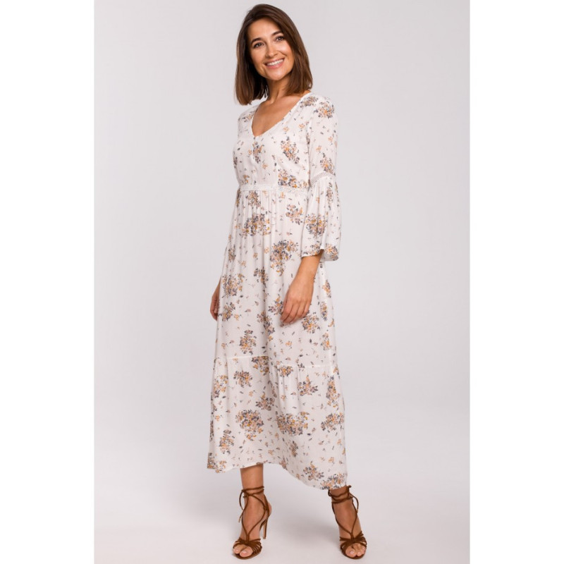 S222 Sukienka maxi z koronkowymi wstawkami - model 3