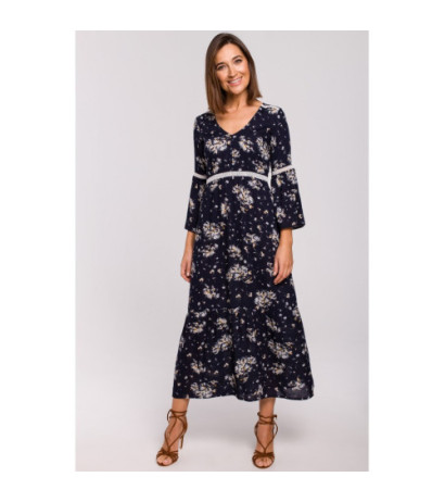 S222 Sukienka maxi z koronkowymi wstawkami - model 4