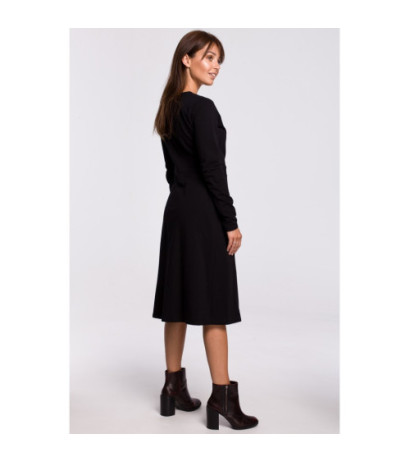 B161 Kopertowa sukienka z paskiem - czarna