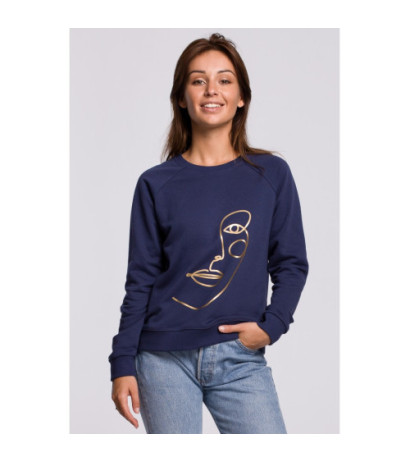 B167 Stylowa bluza z nadrukiem - niebieska