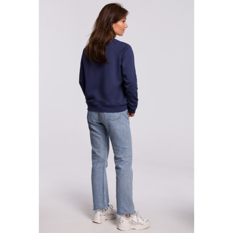 B167 Stylowa bluza z nadrukiem - niebieska