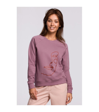 B167 Stylowa bluza z nadrukiem - wrzosowa