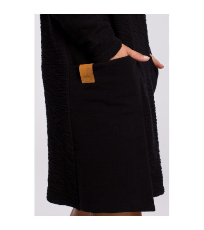 B177 Prosta sukienka z wysokim kołnierzem - czarna