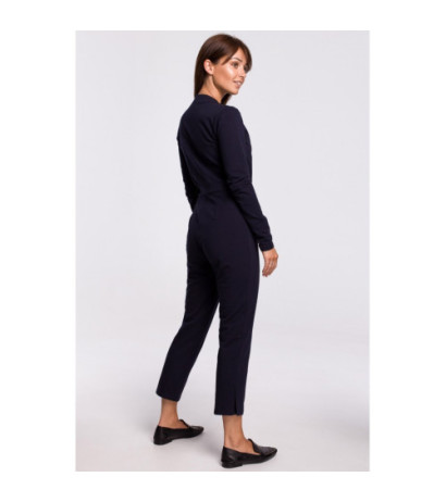 B182 Kopertowy kombinezon z paskiem i klamrą - granatowy