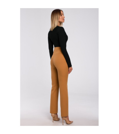 M530 Spodnie z wysokim stanem i ozdobnymi napami - cynamonowe