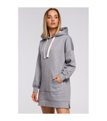 M534 Bluza oversize z kieszenią typu kangurek - stalowa