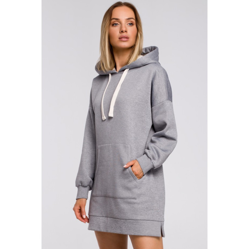 M534 Bluza oversize z kieszenią typu kangurek - stalowa