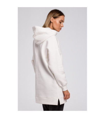 M534 Bluza oversize z kieszenią typu kangurek - ecru