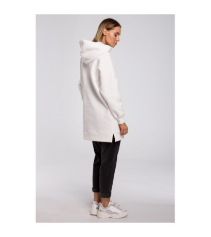 M534 Bluza oversize z kieszenią typu kangurek - ecru