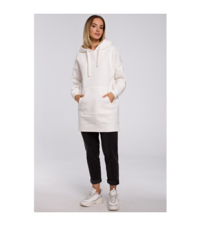 M534 Bluza oversize z kieszenią typu kangurek - ecru