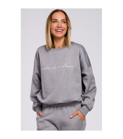 M536 Bluza szeroka z haftem - stalowa