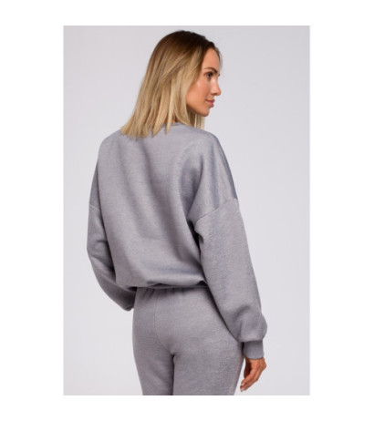 M536 Bluza szeroka z haftem - stalowa