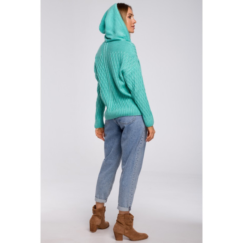 M540 Sweter z kapturem - seledynowy