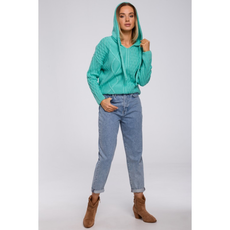 M540 Sweter z kapturem - seledynowy