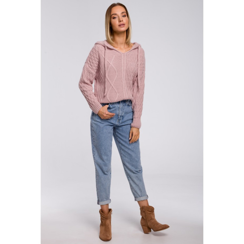 M540 Sweter z kapturem - różowy