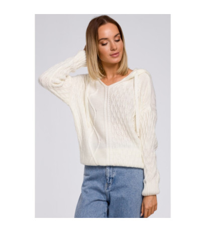M540 Sweter z kapturem - ecru