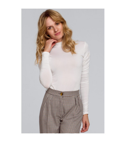 K072 Body z golfem i marszczonymi rękawami - ecru