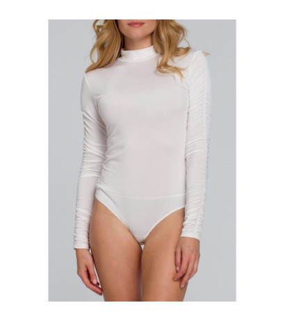 K072 Body z golfem i marszczonymi rękawami - ecru