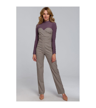 K073 Kombinezon z odkrytymi ramionami - brązowy