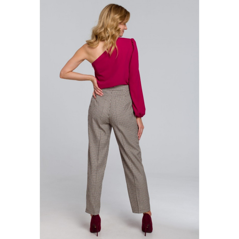 K080 Bluzka na jedno ramię - śliwkowa