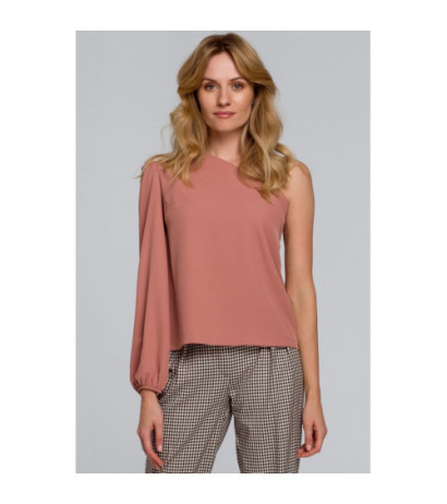 K080 Bluzka na jedno ramię - różana