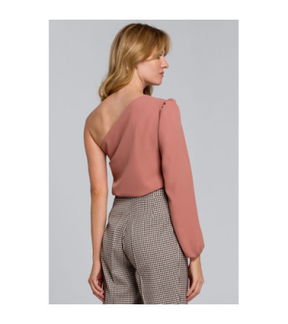 K080 Bluzka na jedno ramię - różana