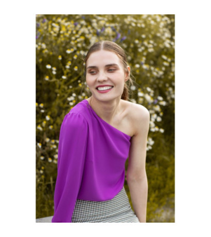 K080 Bluzka na jedno ramię - lawendowa