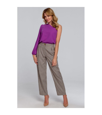 K080 Bluzka na jedno ramię - lawendowa