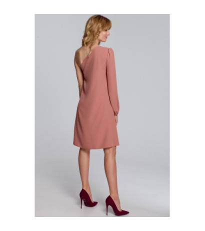 K081 Sukienka na jedno ramię - różana