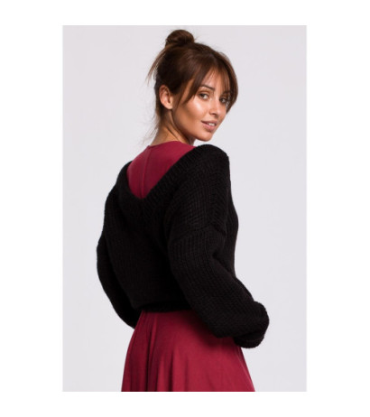BK046 Sweter z dekoltem V - czarny