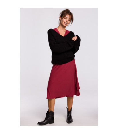 BK046 Sweter z dekoltem V - czarny