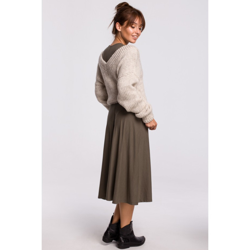 BK046 Sweter z dekoltem V - beżowy