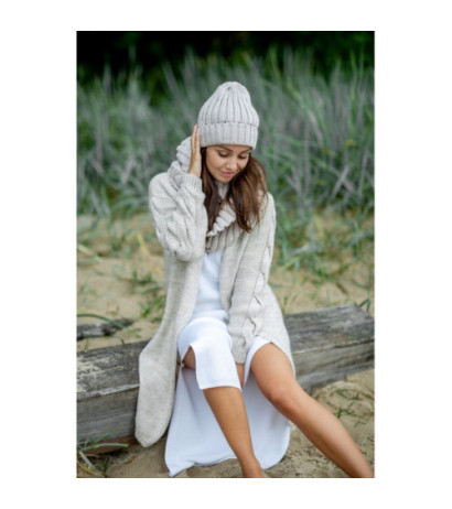 BK051 Kardigan z warkoczem - beżowy