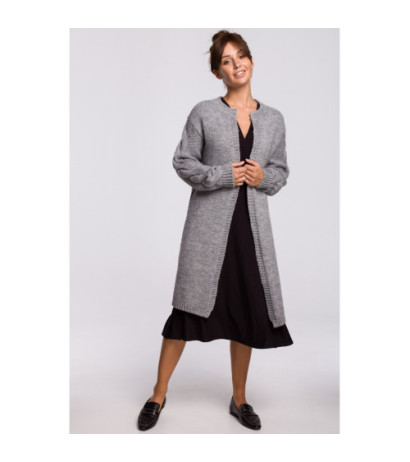 BK051 Kardigan z warkoczem - szary melanż