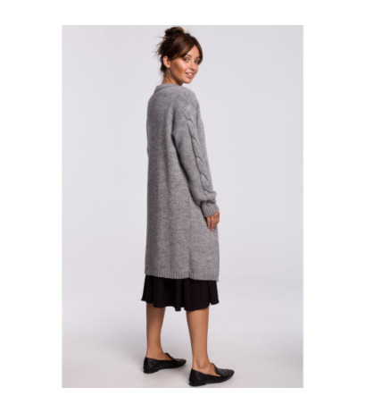 BK051 Kardigan z warkoczem - szary melanż