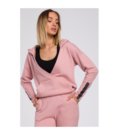 M552 Bluza z kieszenią kangurek i kapturem - pudrowa