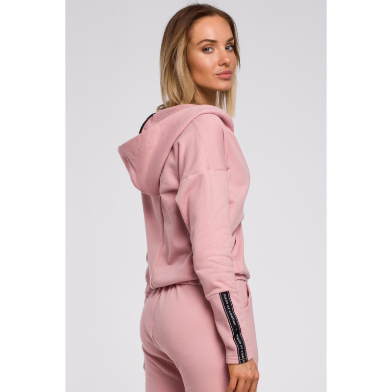 M552 Bluza z kieszenią kangurek i kapturem - pudrowa