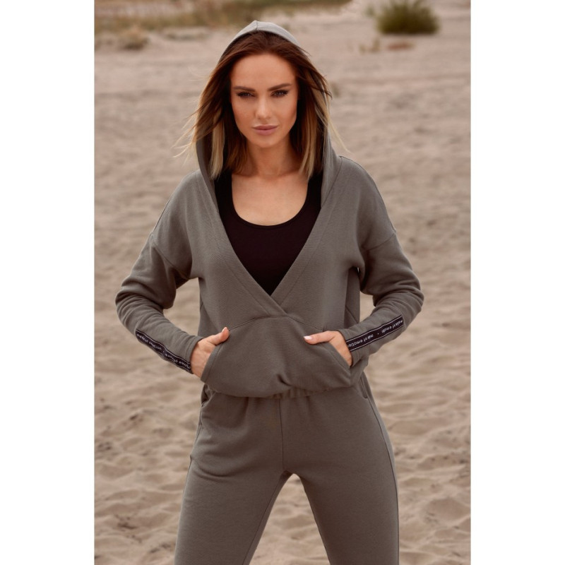 M552 Bluza z kieszenią kangurek i kapturem - khaki