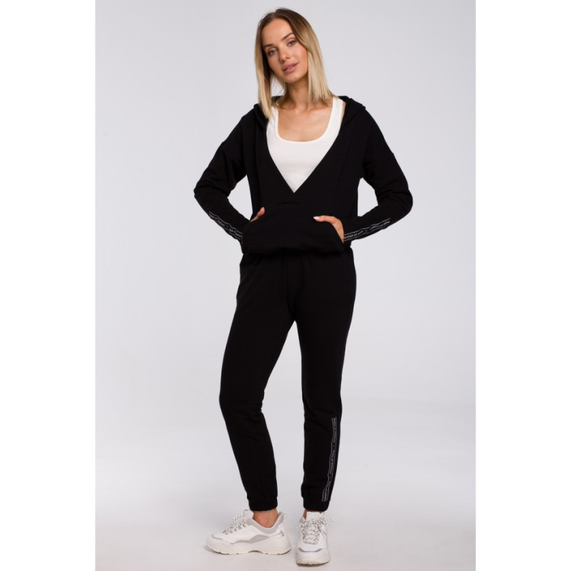 M553 Spodnie z lampasem - czarne