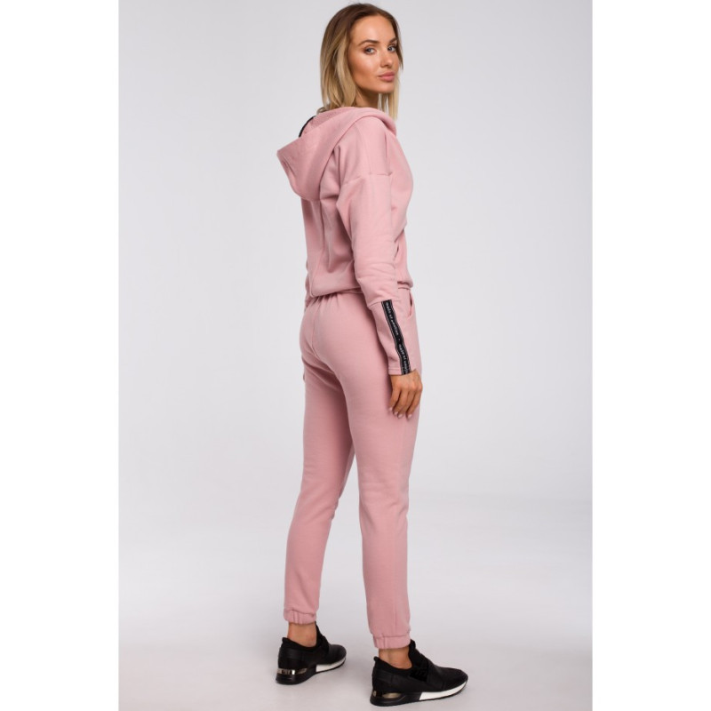 M553 Spodnie z lampasem - pudrowe