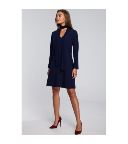 S233 Sukienka z szyfonowym szalem - granatowa