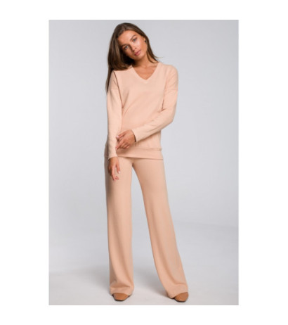 S249 Spodnie z dzianiny - beżowe