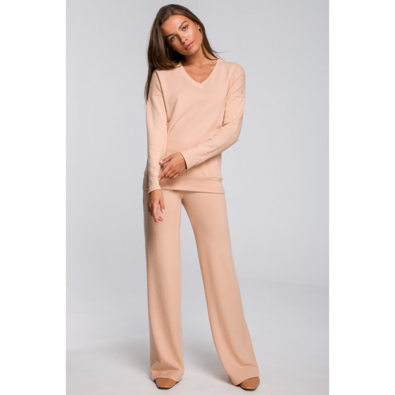 S249 Spodnie z dzianiny - beżowe